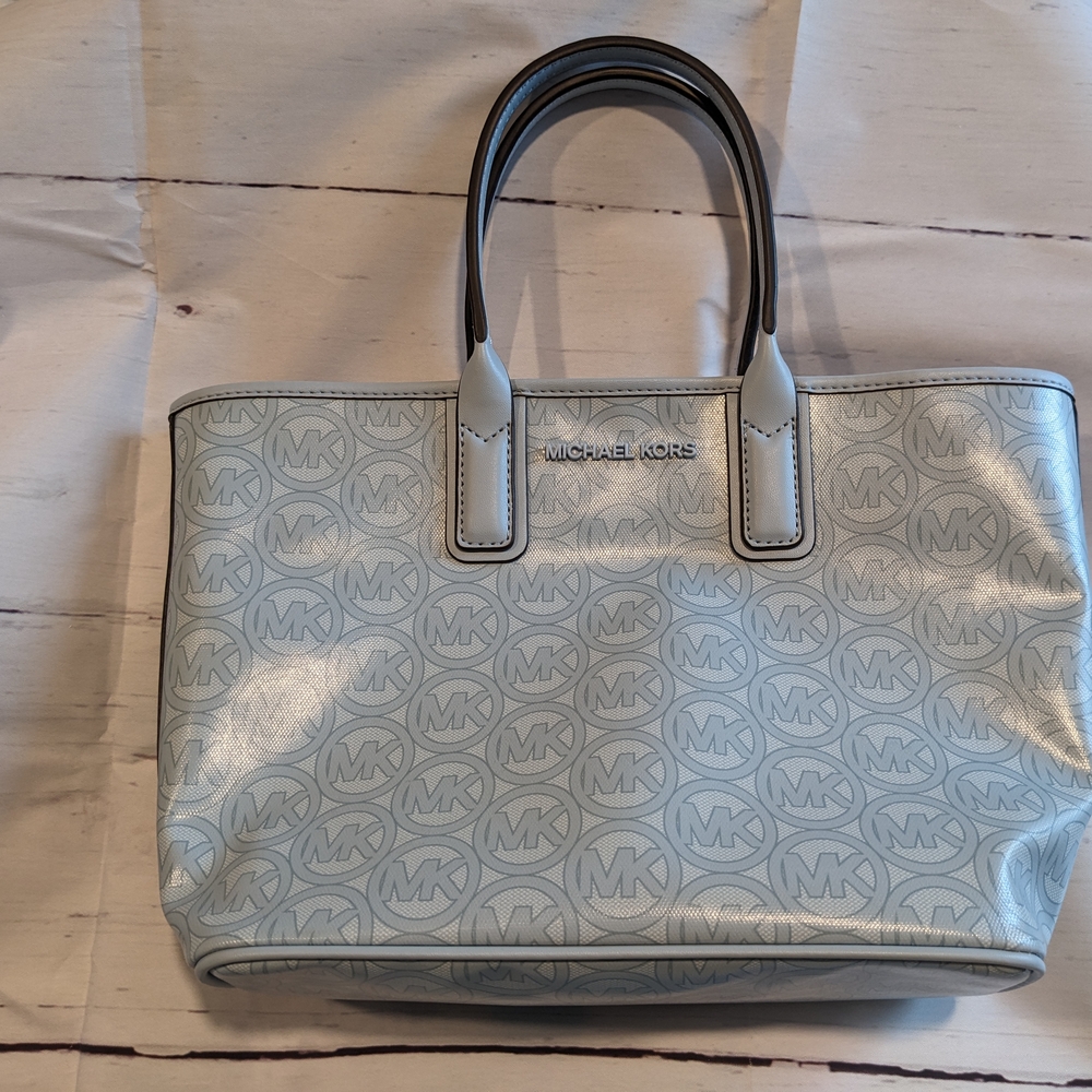 Michael Kors Light Blue Tote Bag and card case